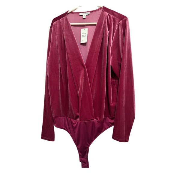 And Now This Tops - Woman's Bodysuit "And Now This" Brand, 3X, Velvet, Pink,